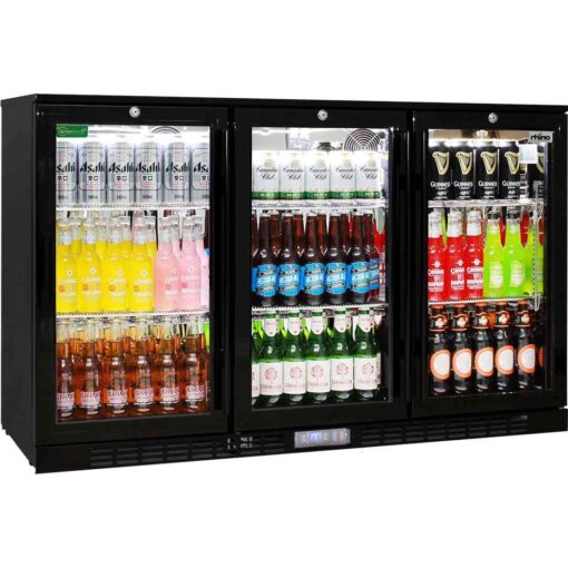 Rhino - Commercial Glass 3 Door Bar Fridge Energy Efficient With LG Compressor