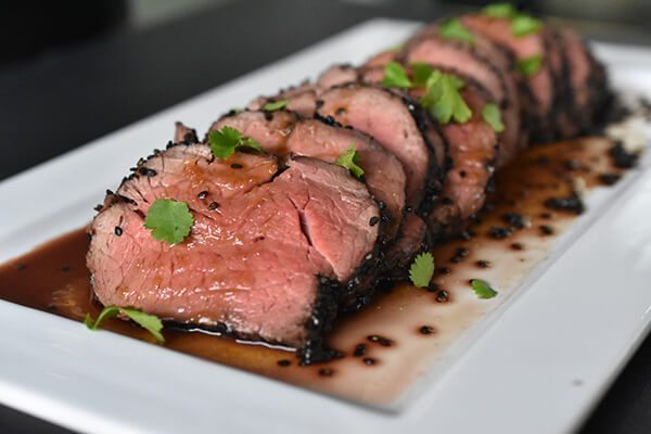 Black Sesame Crusted Beef with Ponzu Sauce