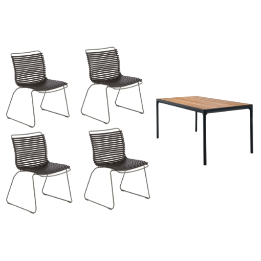 Houe - Four 210 Bamboo/Black & Click 5 Piece Dining