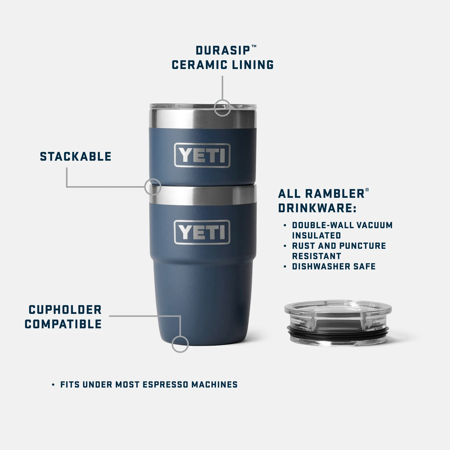 Yeti Rambler 8 oz stackable cup with durasip ceramic lining