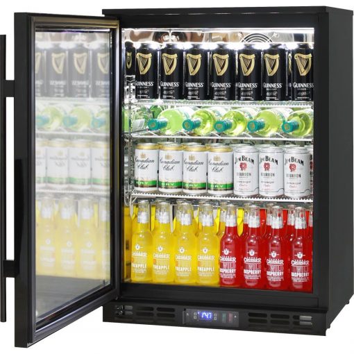Rhino Glass Door Commercial Pub Fridge Black Left Hinged