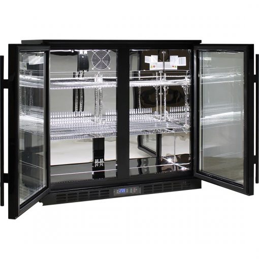 Rhino Under Bench Black 2 Door Commercial Alfresco Bar Fridge