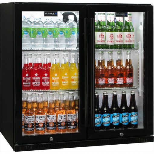 Schmick Black Bar Fridge 2 Door SK190-B