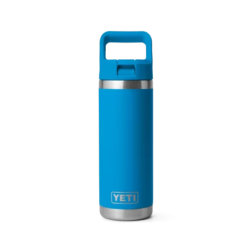 Yeti Rambler 18 oz Bottle with Straw Cap Big Wave Blue